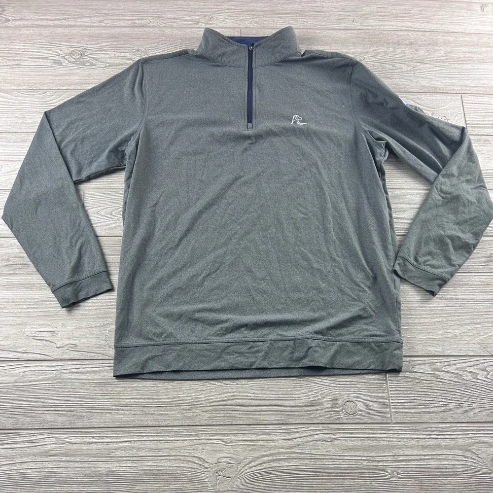 Rhoback Mens Medium Gray Performance Quarter Zip Pullover Janney Logo Golf Shirt